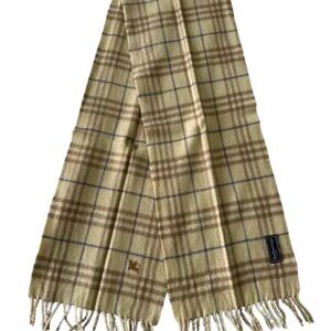 Burberrys Authentic Scarf Beige 100% Cashmere Unisex Scarf Made In England